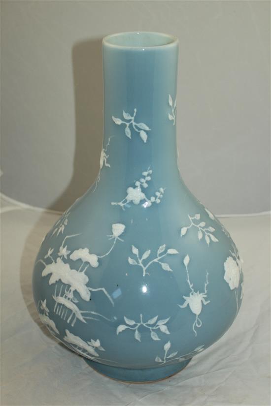 A Chinese Claire de Lune glazed bottle vase, Qianlong seal mark but later, 40.5cm